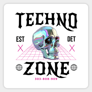 TECHNO - Techno Zone Skull (Black/pink) Magnet